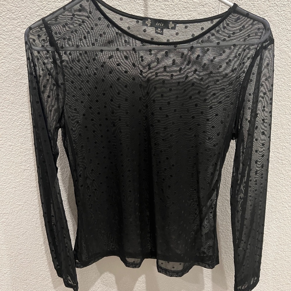 Sheer Black Polka Dot Top